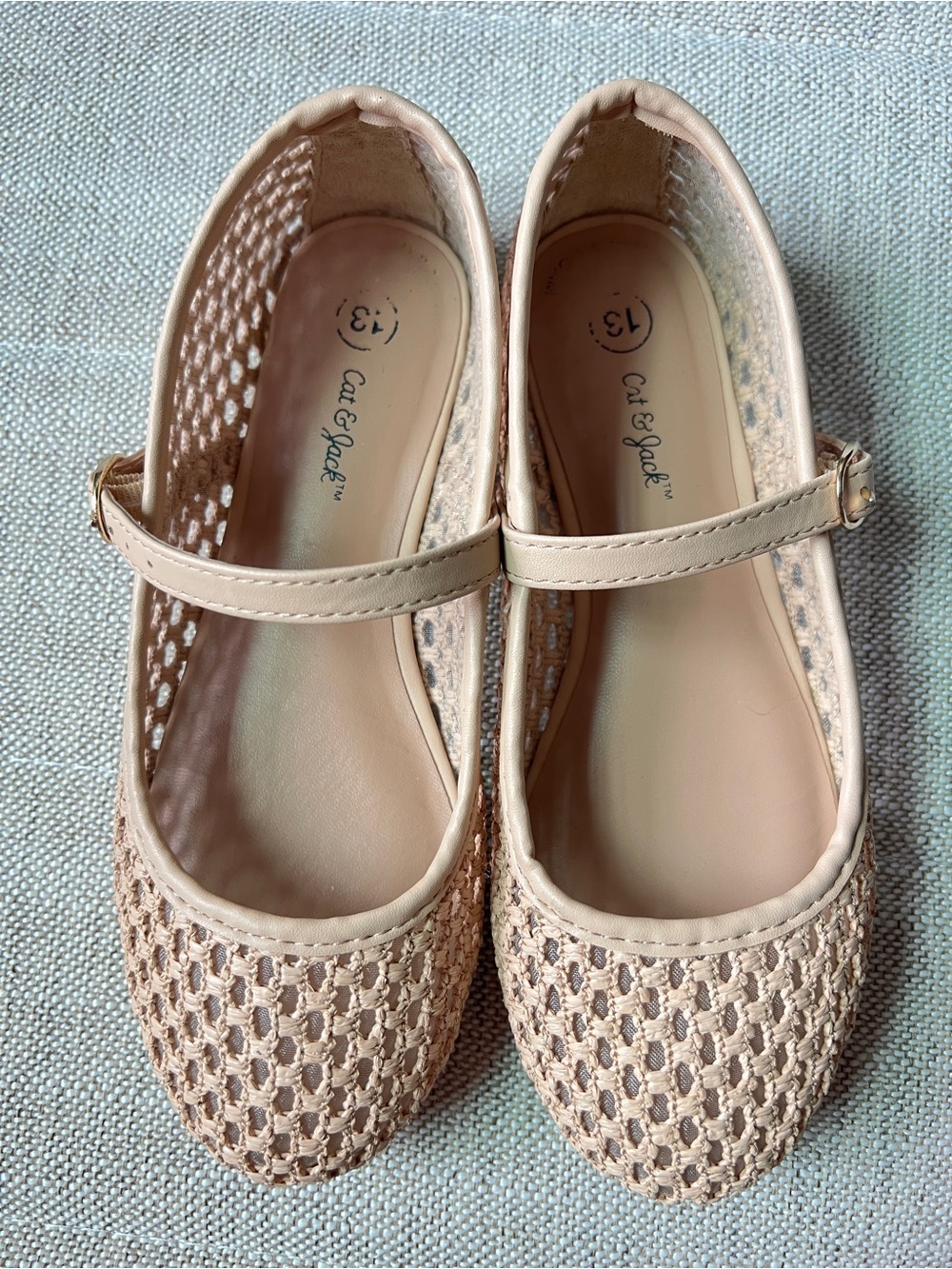 Cat & Jack Girls' Tan Woven Mary Jane Shoes